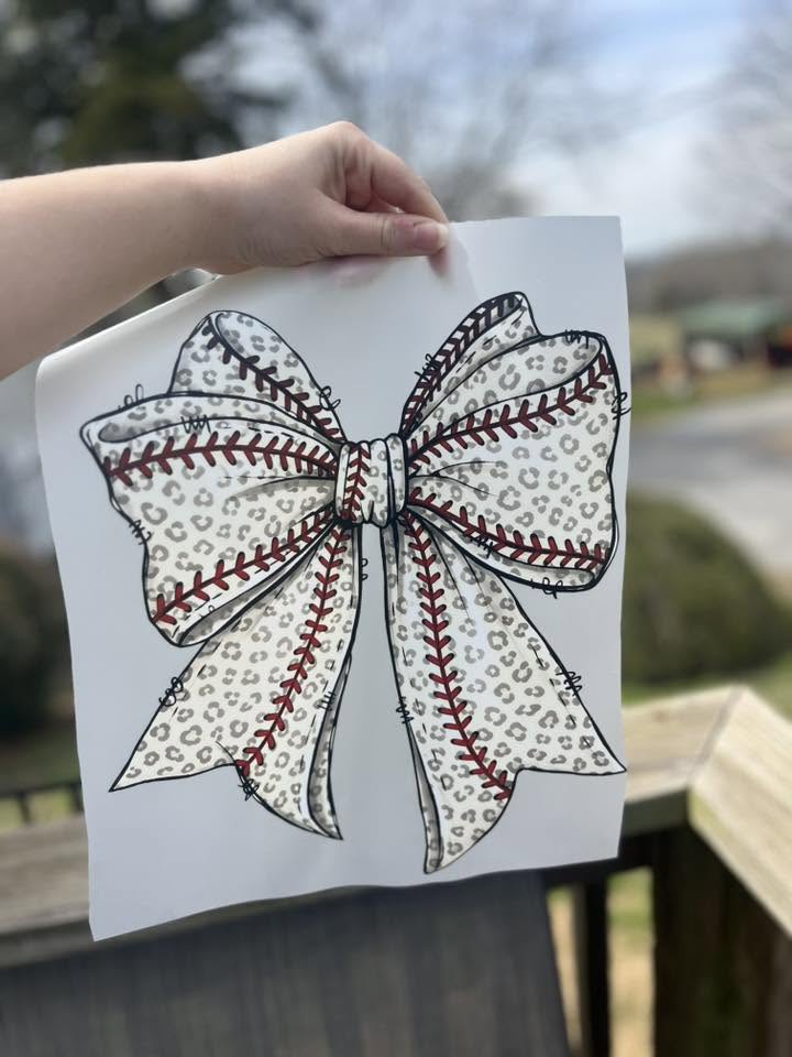 Baseball cheetah bow DTF Transfer